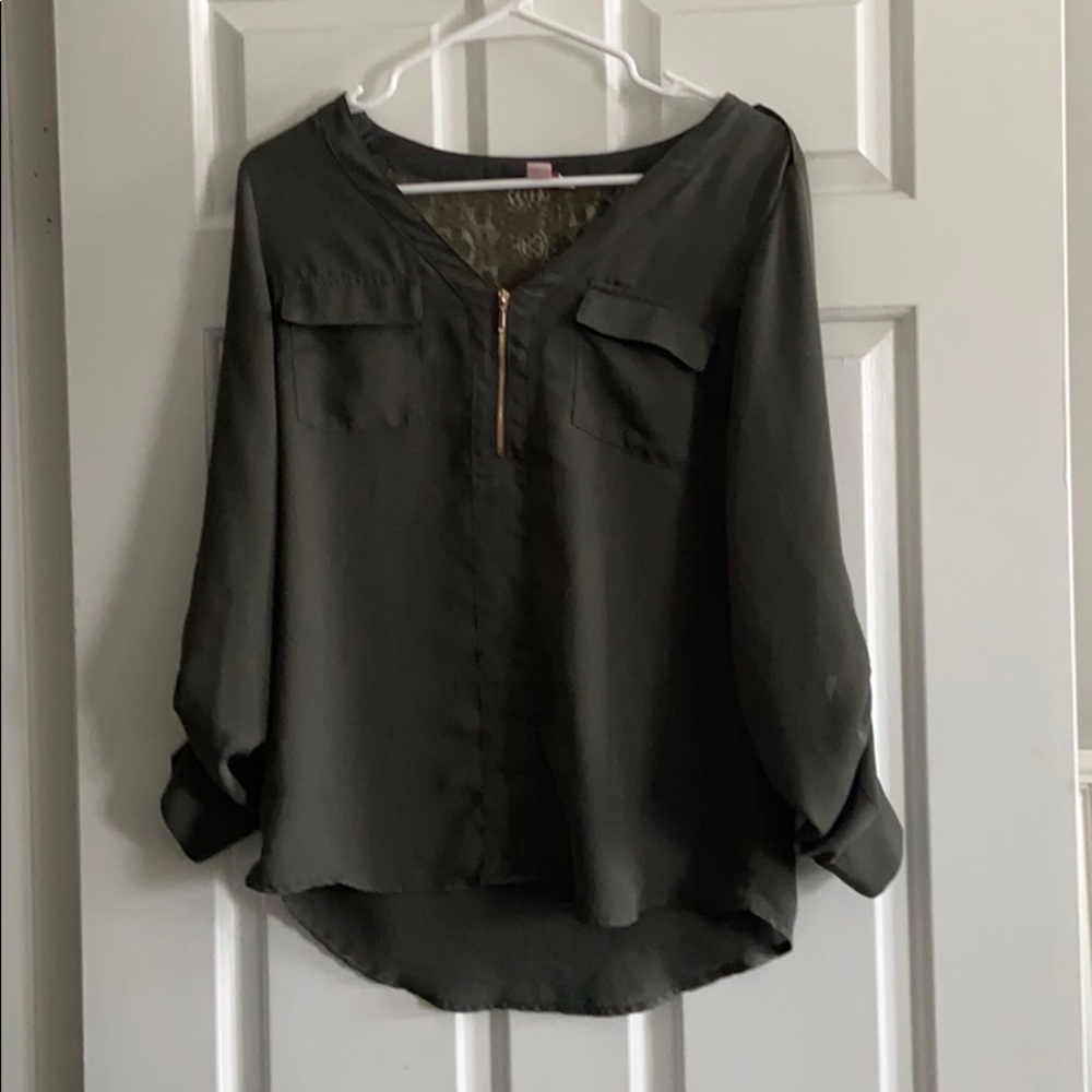 Olive Green Sheer Top